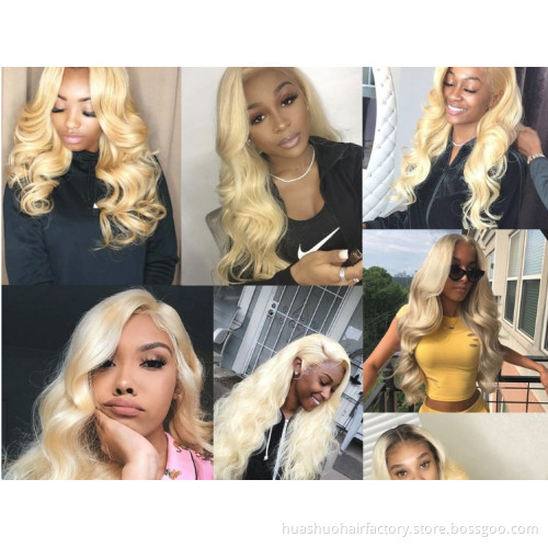 Huashuo Mink Brazilian Human Hair Wig Virgin Blonde 613 Lace Front Wig